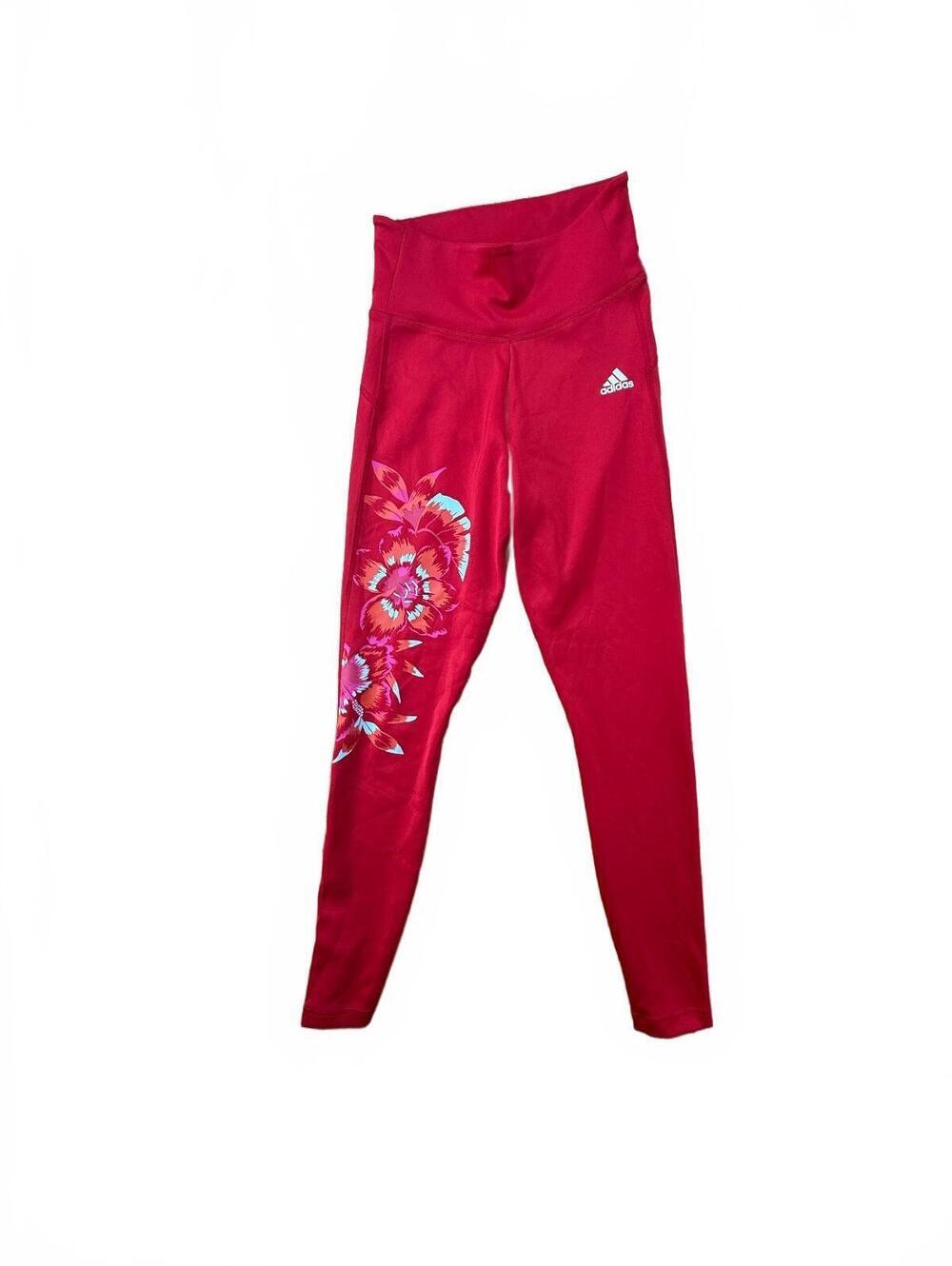 Adidas Primegreen Red Floral Print Leggings XS